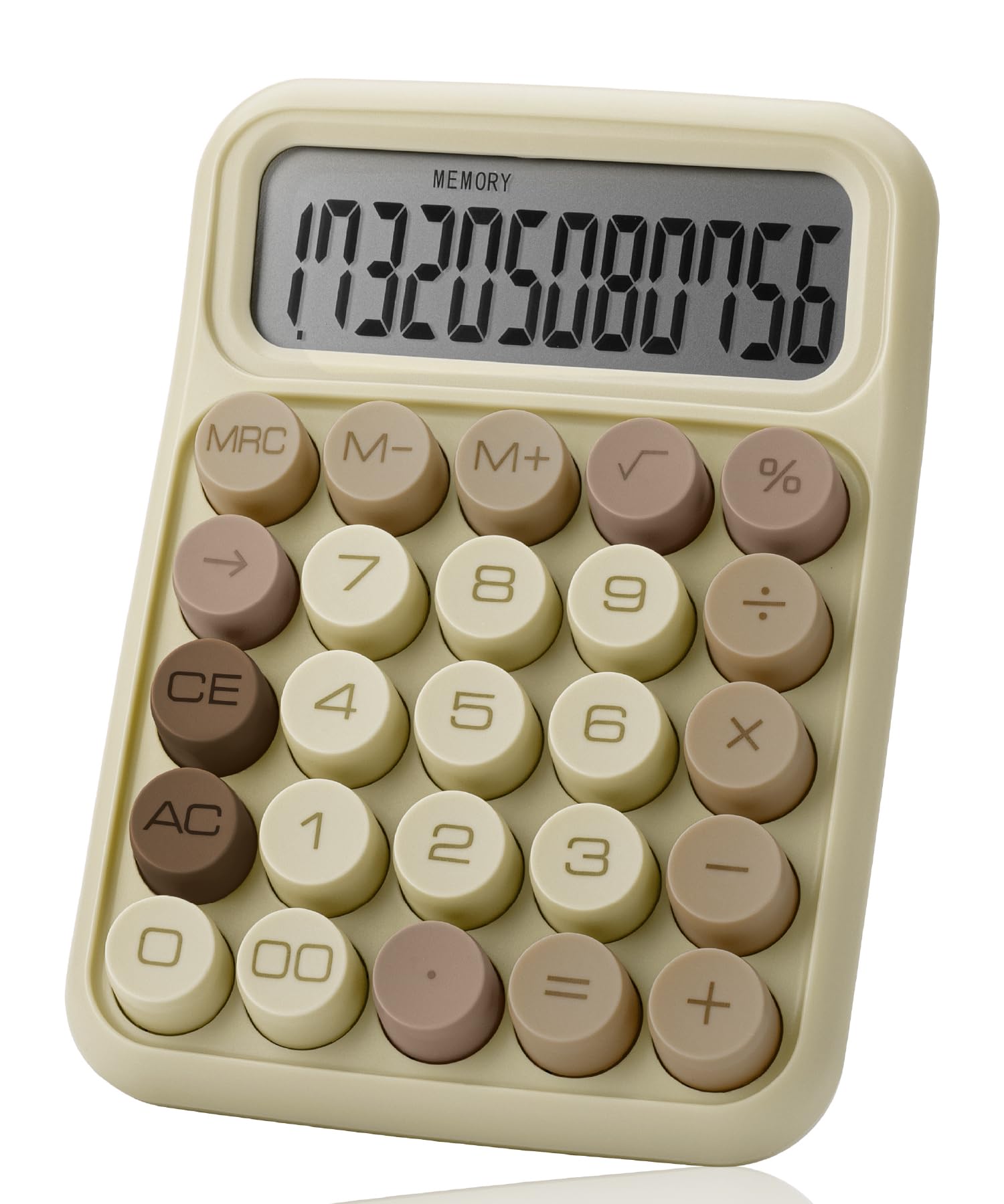 Mr. Pen- Mechanical Switch Calculator, 12 Digits, Large Lcd Display, Khaki Cream, Calculator Big Buttons, Mechanical Calculator,