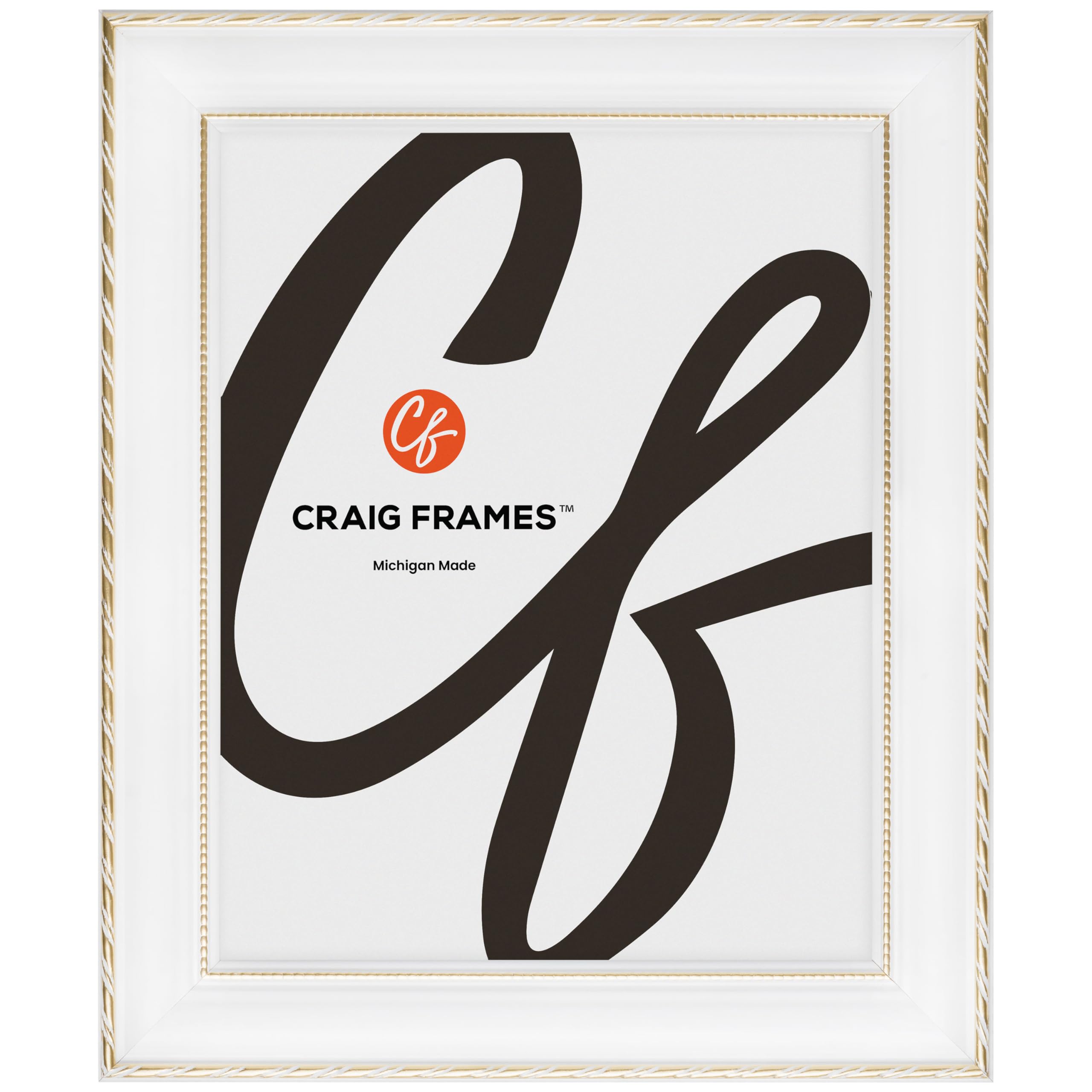 Craig Frames Victoria, 12x13 Picture Frame, Ornate White and Gold