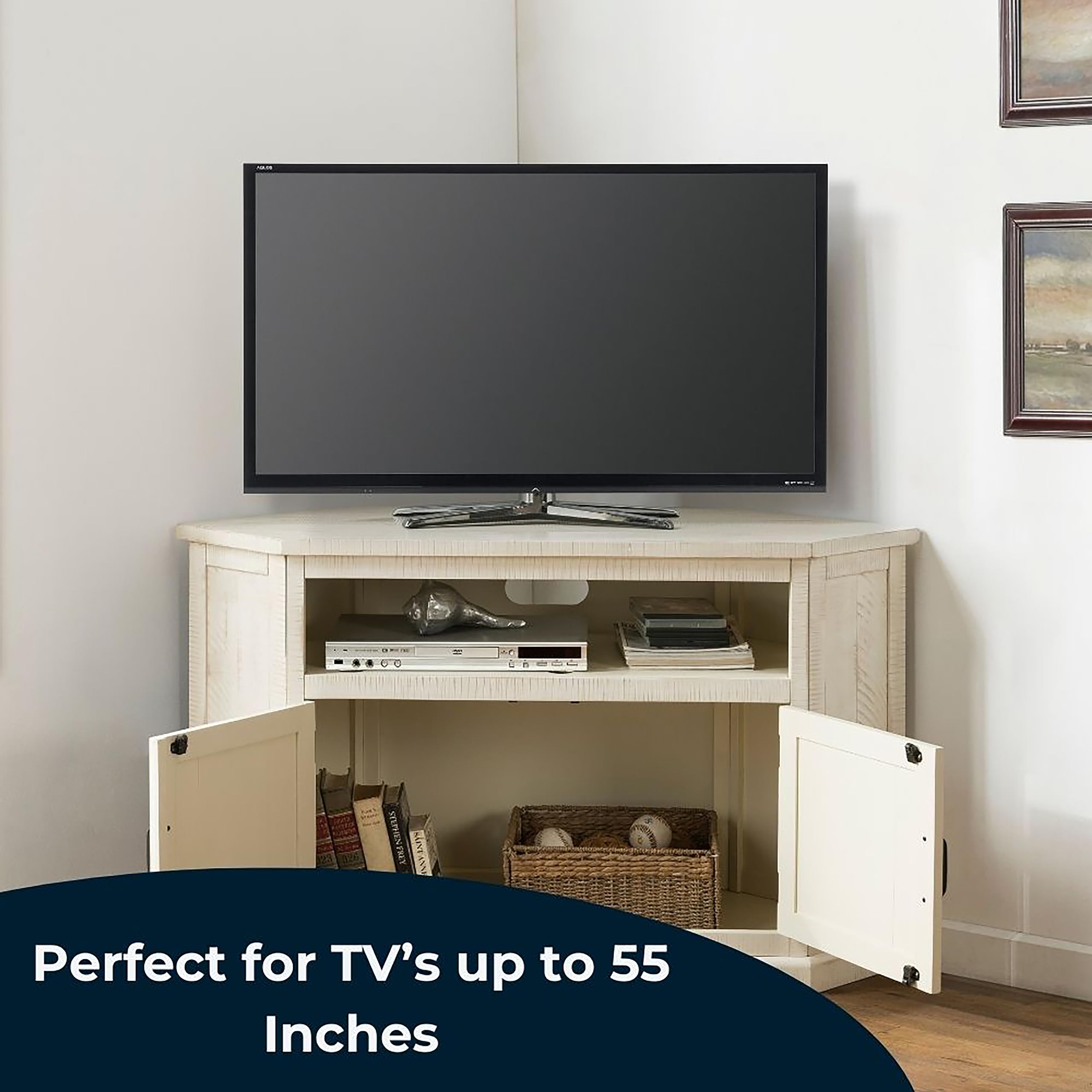 Martin Svensson Home Rustic Corner Tv Stand All Antique White