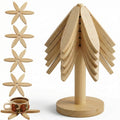 Wooden Tree Trivets for Hot Dishes, Tree Shaped Coaster Set Foldable Wooden Placemats Set of 5 Dish Coaster (5 Trivets + 1 Stand