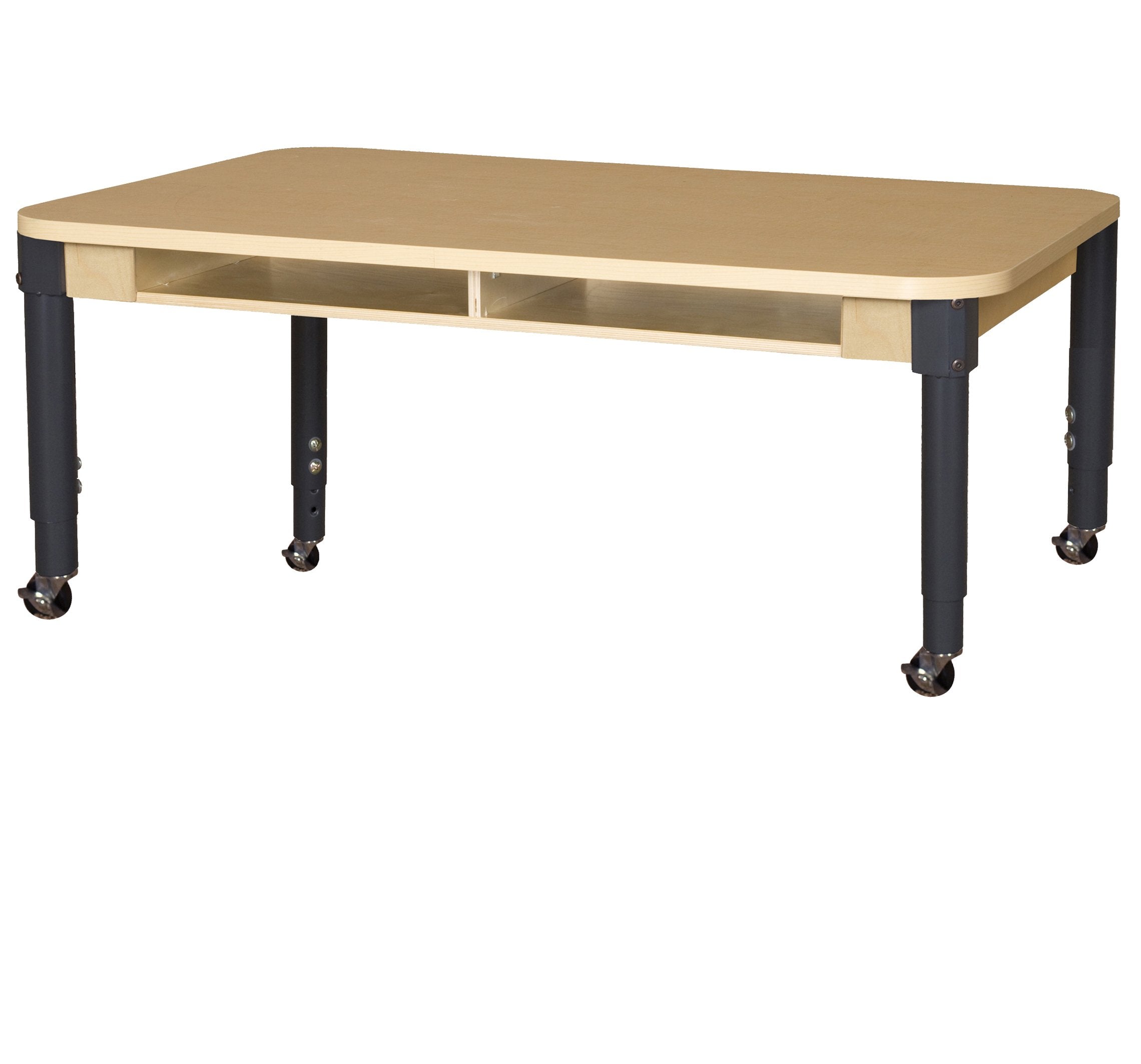 Mobile 36'' x 60'' Four Seater High Pressure Laminate Desk with Adjustable Legs 14-19''