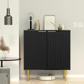 EOYUTLLY Black Fluted Storage Cabinet,Wood Sideboard Buffet Cabinet with Adjustable Shelf, Fluted Accent Cabinet with Gold Metal