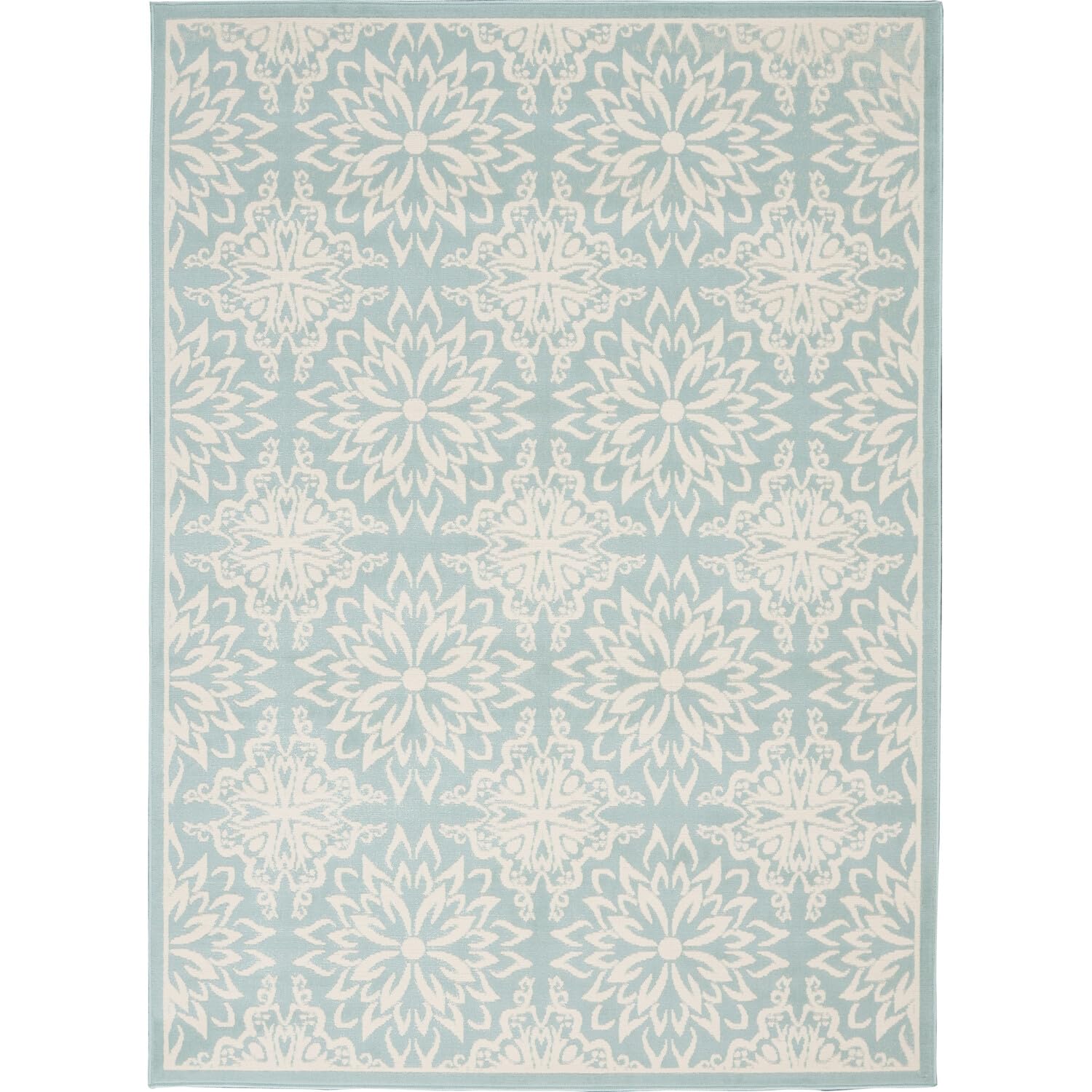 Nourison Jubilant Floral Ivory/Green 6 x 9 Area--Rug, Easy--Cleaning, Non Shedding, Bed Room, Living Room, Dining Room, Kitche