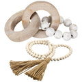 2 Pieces Decorative Wood Knot Link Chain Decor and Bead Garland Set Farmhouse Decor Aesthetic Room Decor Natural Wooden Knot Cha