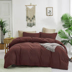 KAREVER Brick Red Comforter Set Cal King Clay Red Color Bedding Set 3 Pieces Brown Marsala Color Comforter Set Cal King Dark Red