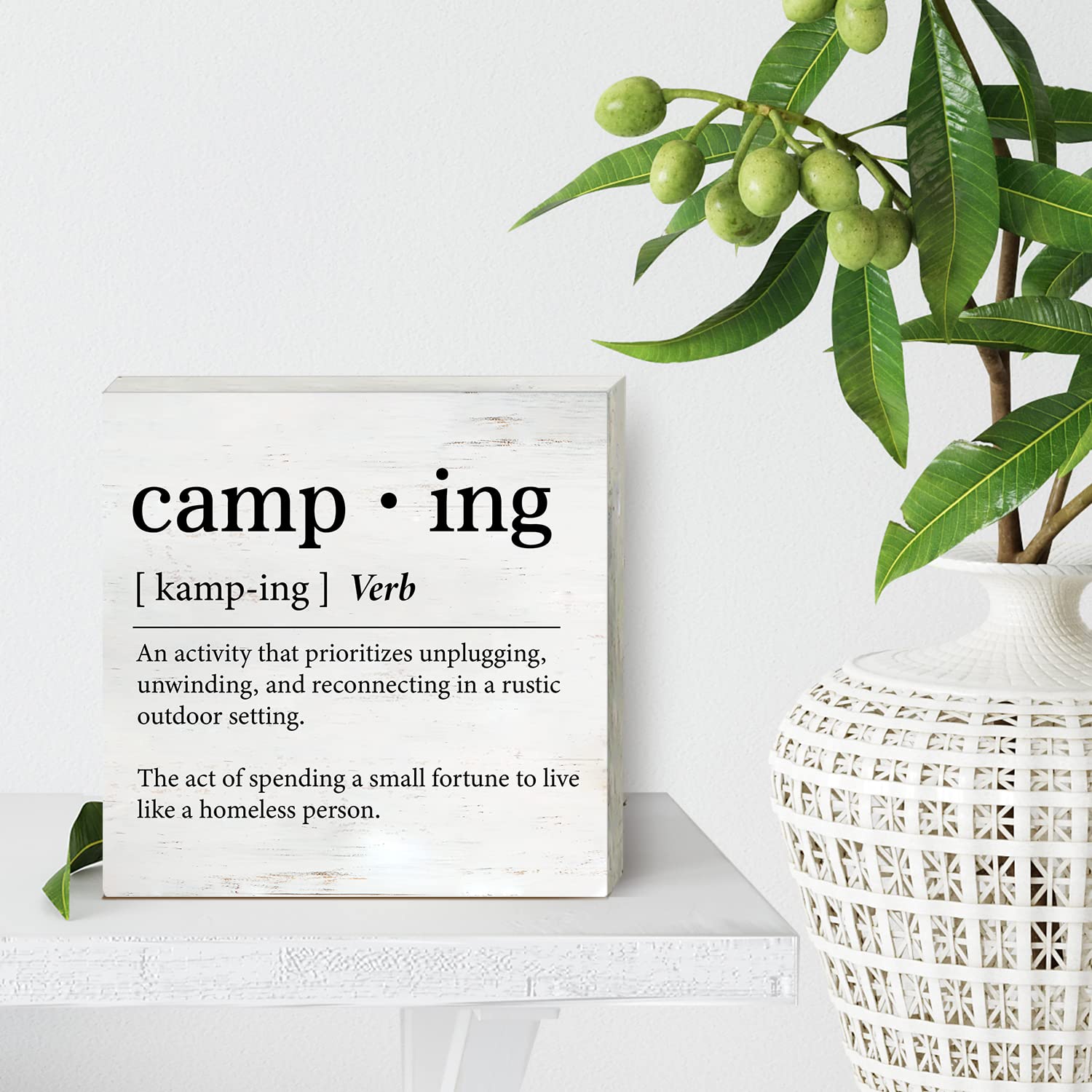Funny Camping Definition Wood Box Sign Home Decor Rustic Camping Wooden Box Sign Block Plaque For Wall Desk Decoration