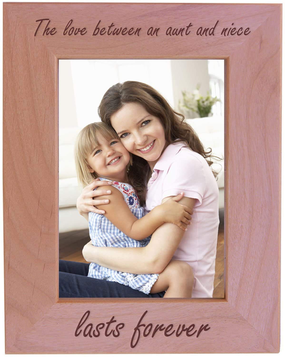 CustomGiftsNow The Love Between an Aunt and Niece lasts forever Natural Alder Wood Engraved Tabletop/Hanging Photo Picture Frame