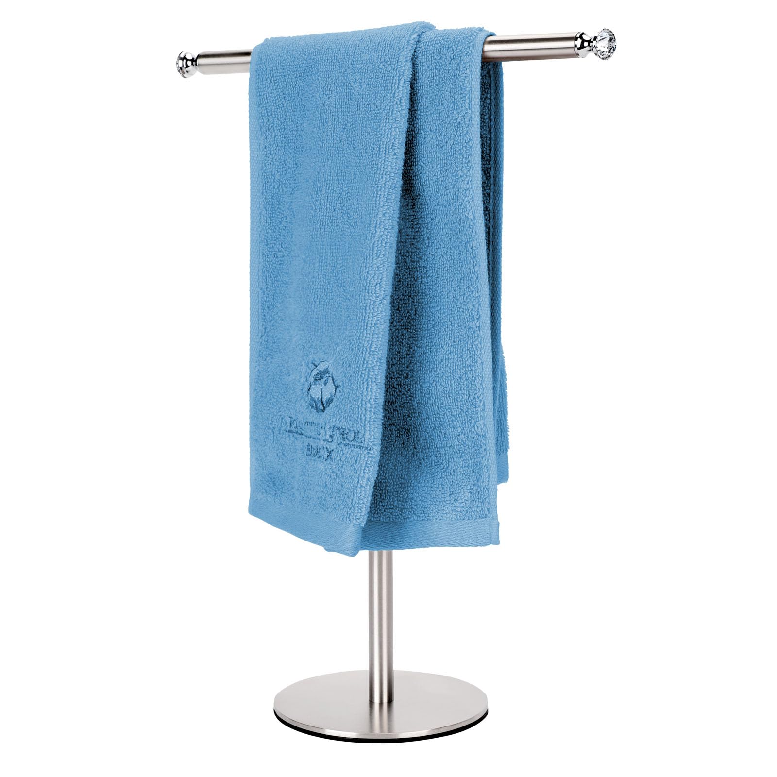 Songtec Hand Towel Holder Stand with Crystal knobs, Fingertip Towel Rack, Rust-Proof Accessories Jewelry Stand - Brushed Nickel