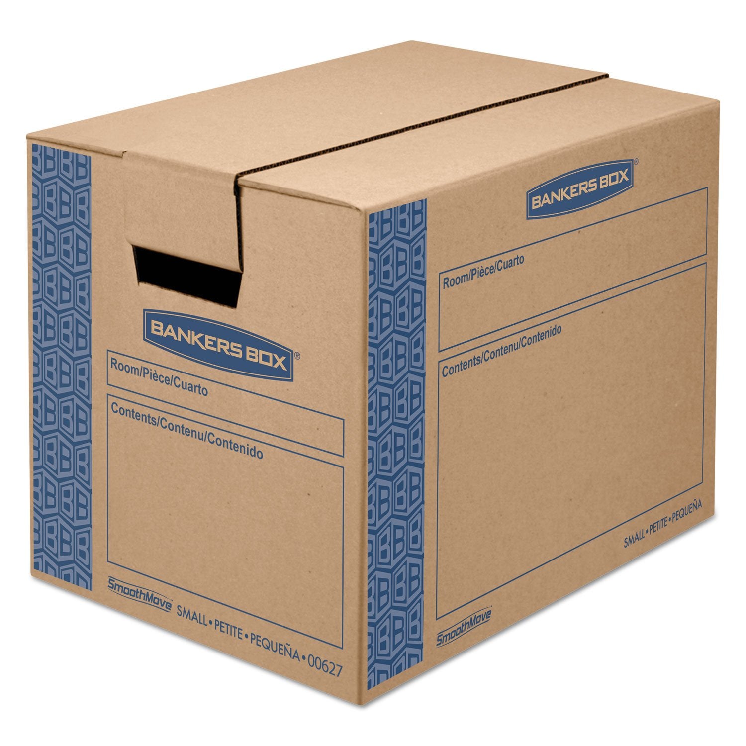 Bankers Box Smoothmove Prime Moving/Storage Boxes, Hinged Lid, Regular Slotted Container, Small, 12' X 16' X 12', Brown/Blue,