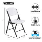 Lifetime 42804 Commercial Grade Folding Chair, 4 Pack, White Granite