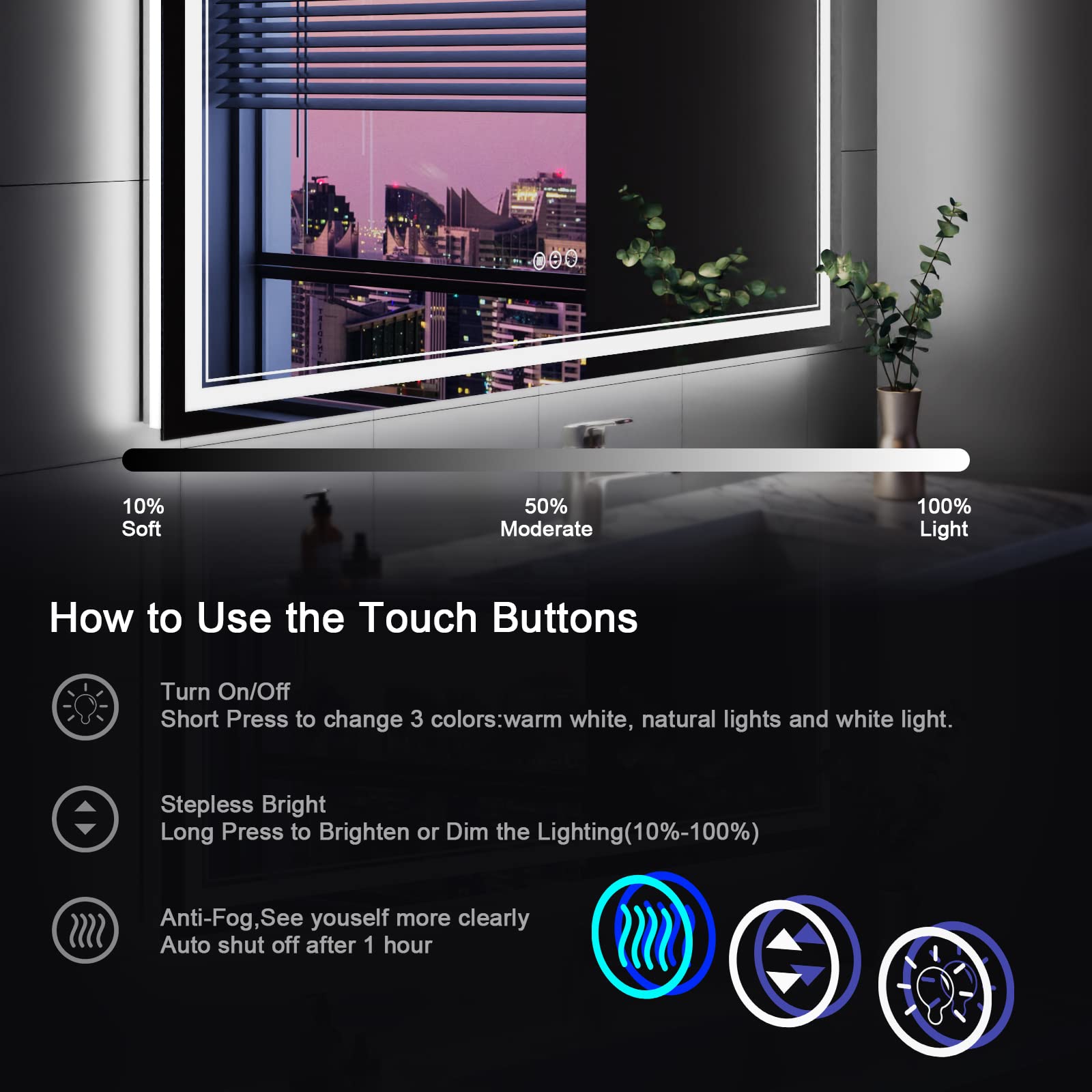 Istripmf 60X30 Inch Led Bathroom Mirror With Lights, Backlit And Front Lighted Bathroom Mirrors For Wall, Anti-Fog Dimmable Memo