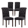 COLAMY Button Tufted Dining Chairs Set of 4, Parsons Upholstered Fabric Dining Room Chairs Kitchen Chairs with Wood Legs and Pad