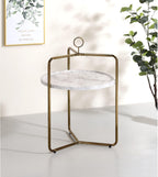 Steve Silver Furniture Miro Side Champagne Bronze Finish, White Faux-Marble Tray, Light and Airy Modern Design End Table, 19 x 19.5 x 28