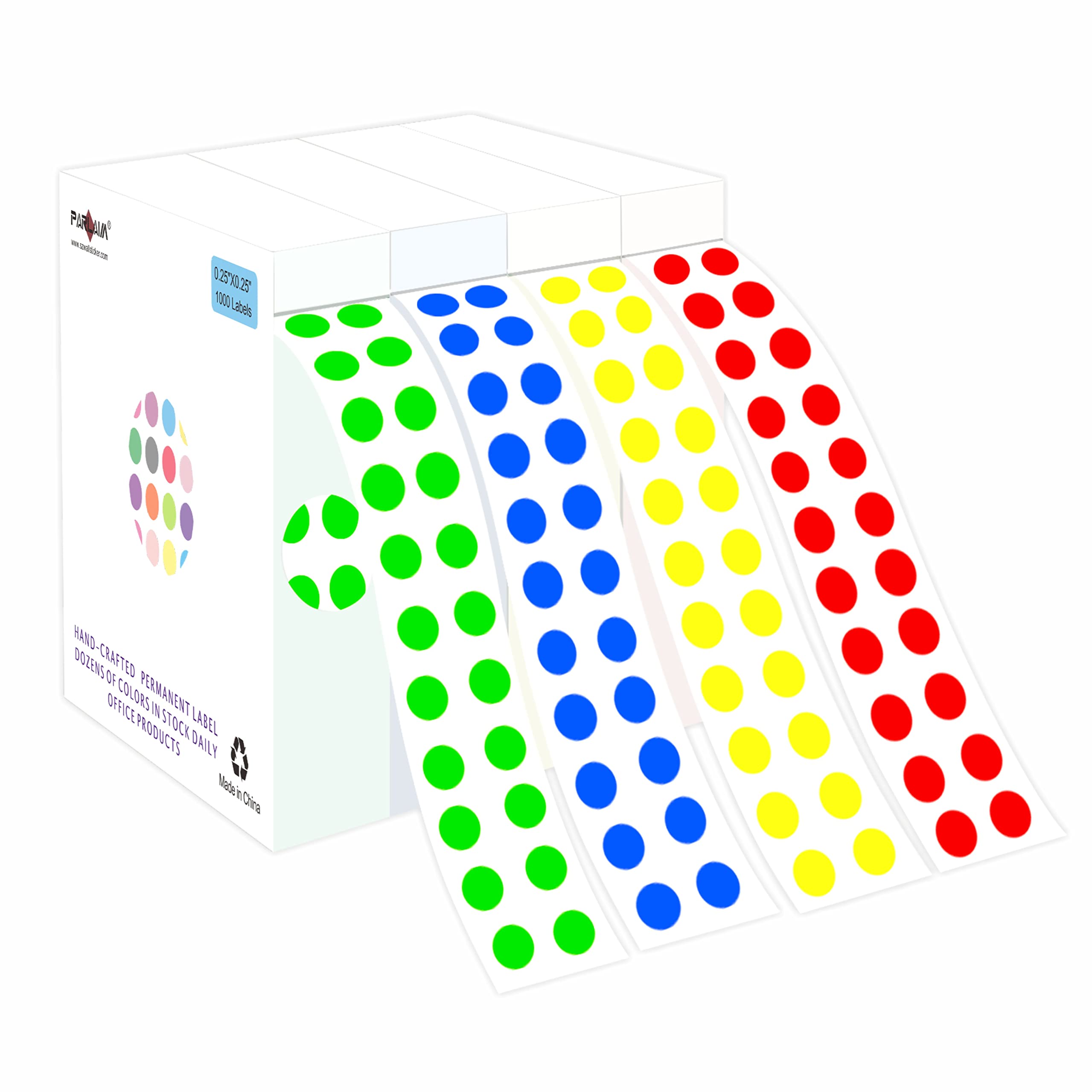 Parlaim 1/4 Inch Round Adhesive Color-Code Dot Stickers,4000 Circle Coding Label Stickers For Office Classroom