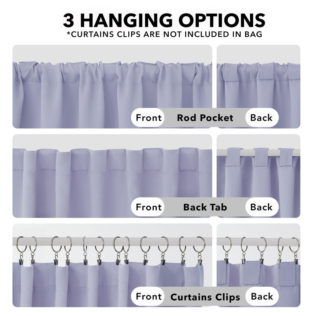 Deconovo Rod Pocket And Back Tab Blackout Curtains For Living Room Thermal Insulated Room Darkening Curtains 42Wx95L Inch Light Purple 2 Panels