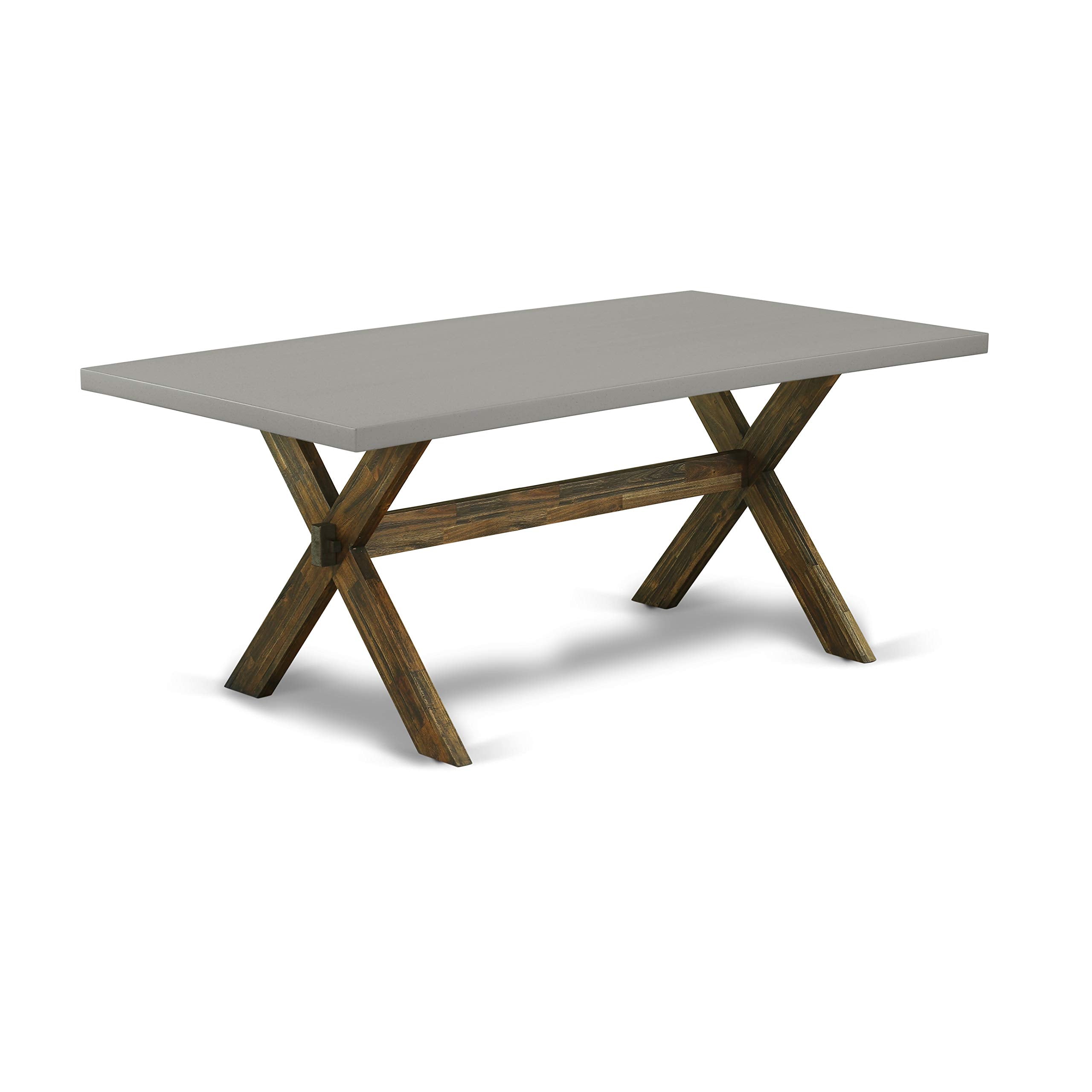 East West Furniture X797Mzn32-6 6 Piece Dining Set Contains A Rectangle Dining Room Table With X-Legs And 4 Light Beige Linen Fabric Upholstered Chairs With A Bench, 40X72 Inch, Multi-Color