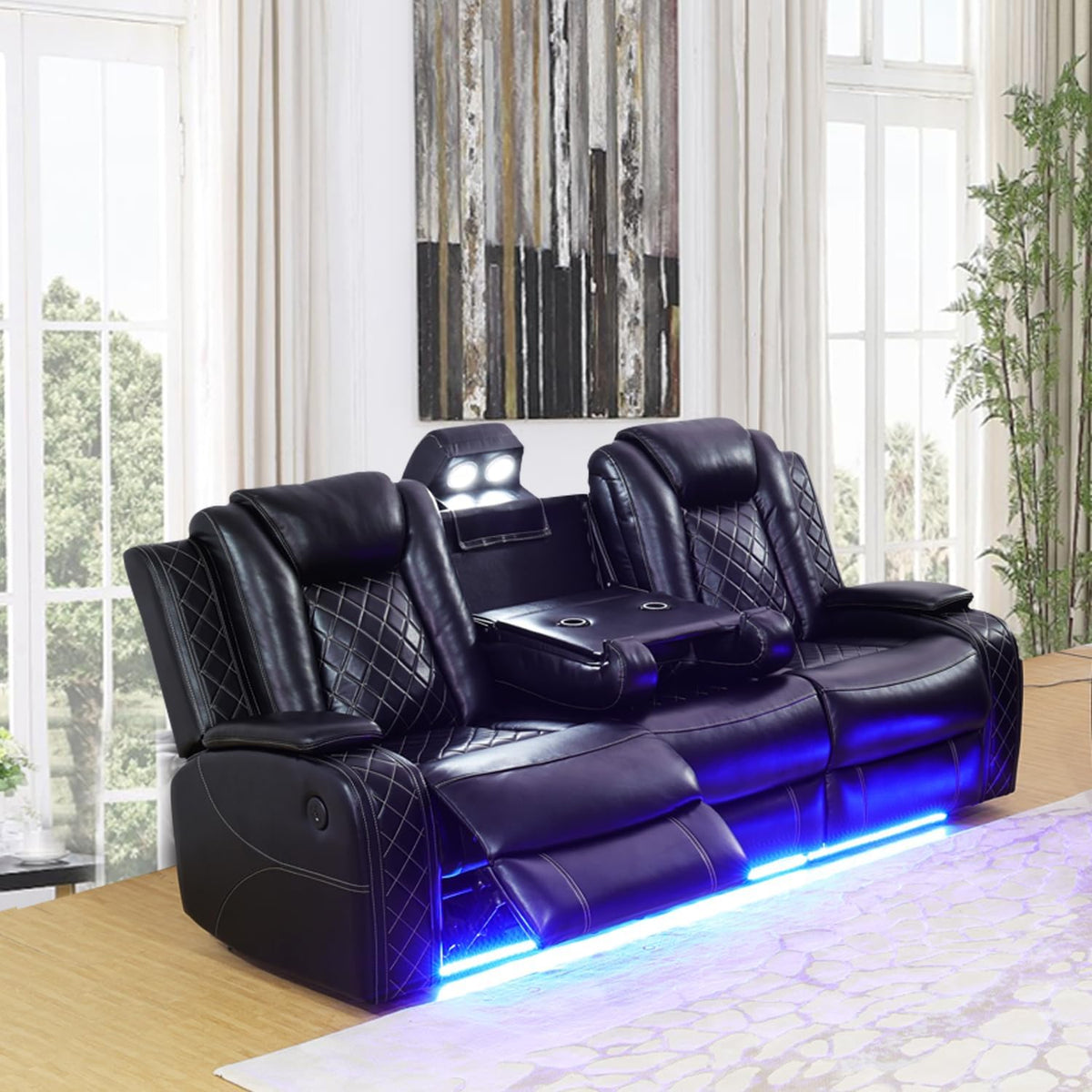 A Ainehome Luxury Furniture Sets Power Recliner Sofa Set Recliner Leather Sofas Loveseat Chair For Living Room Furniture/Small S