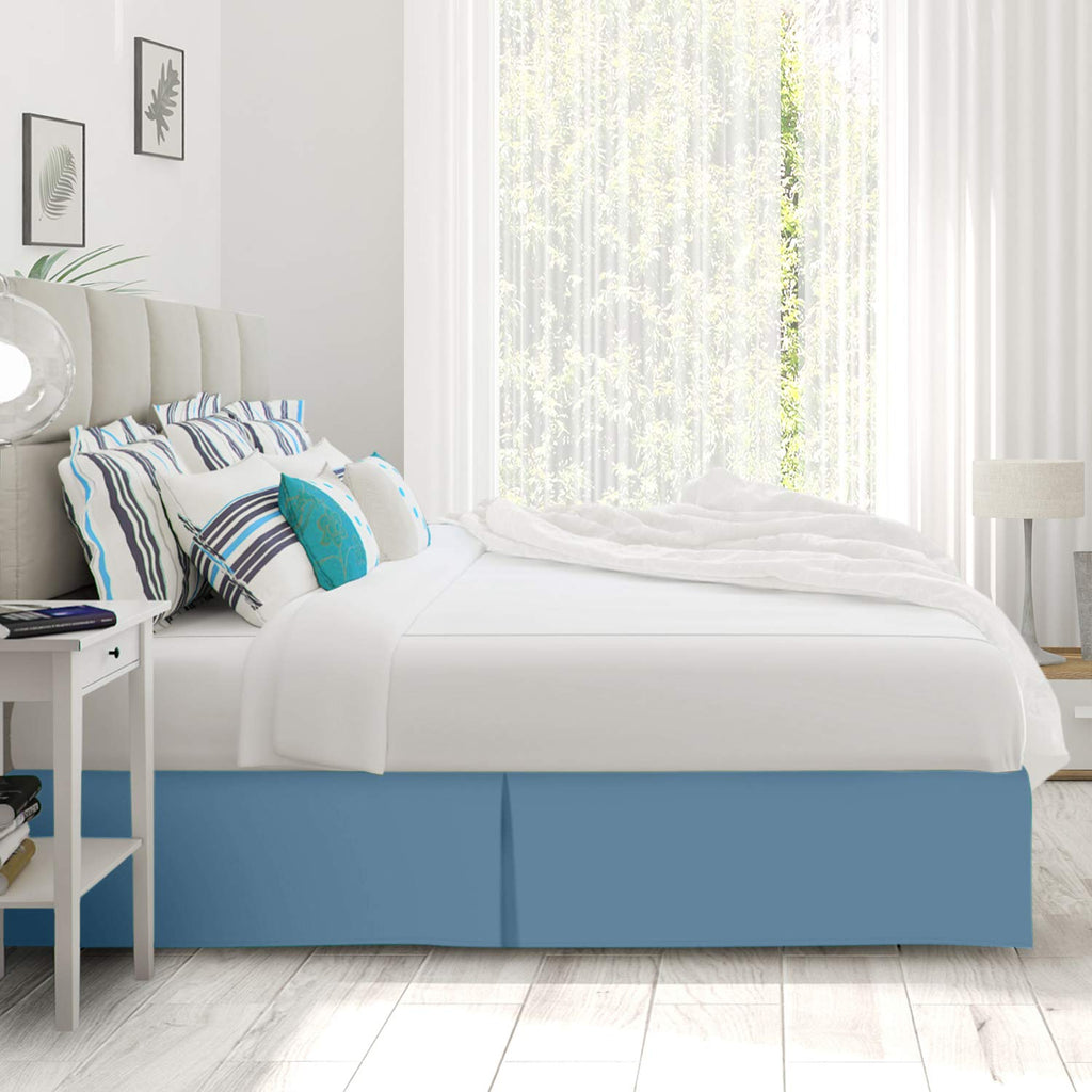 Nestl Blue Heaven Full Xl Bed Skirt - Full Xl Size Bed Skirt 14 Inch Drop - Brushed Microfiber Bed Skirts - Hotel Quality Pleated Bed Skirt - Shrinkage & Fade Resistant