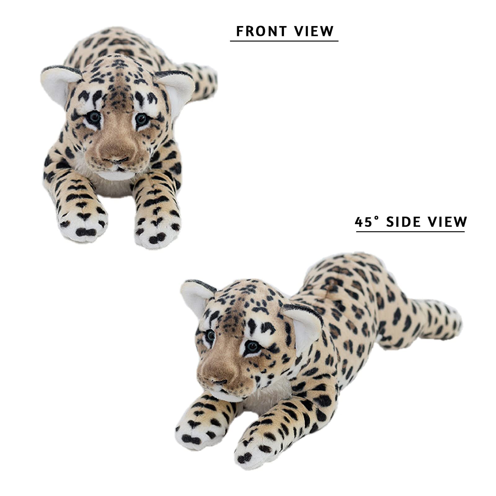 Gisqis Cheetah Stuffed Animal, 19' Realistic Leopard Stuffed Animal Cheetah Stuffy Leopard Plush Toys Cute Safari Stuffed Jagua