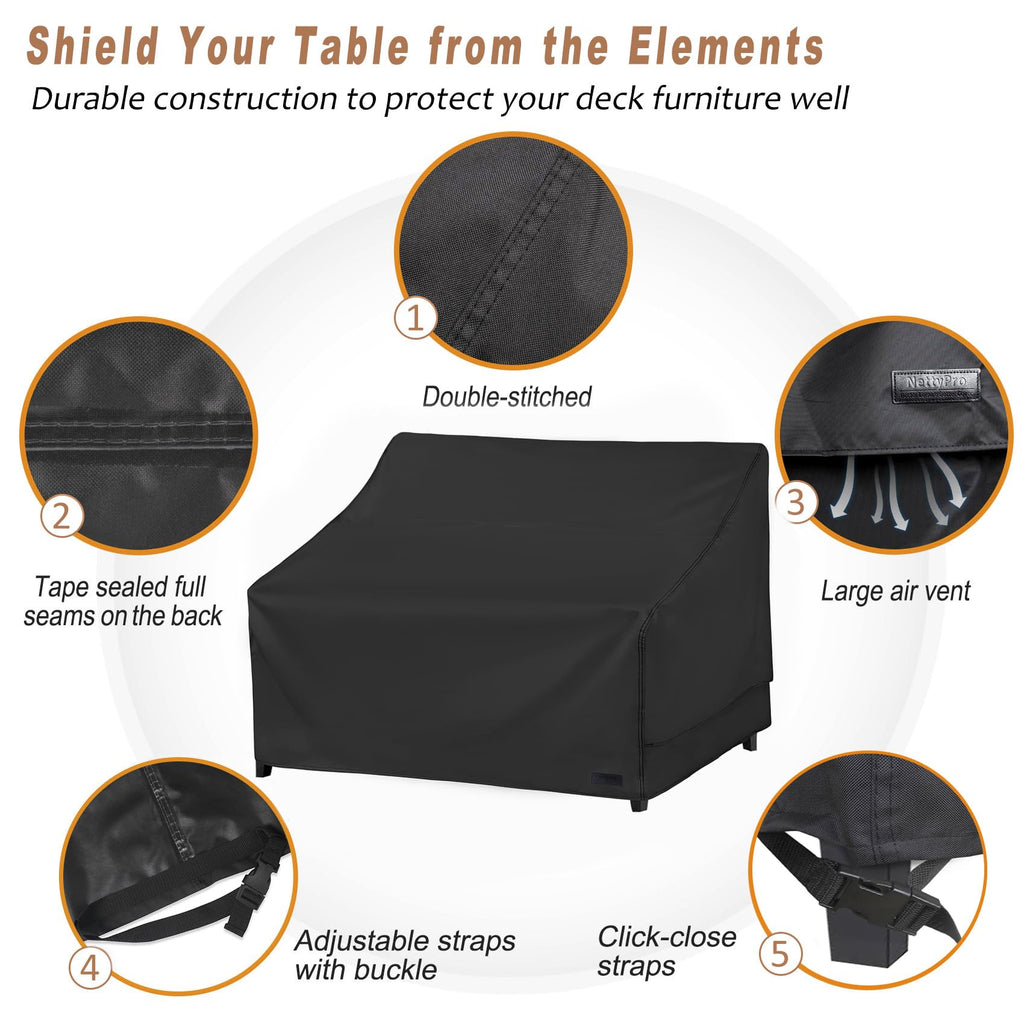 Nettypro Patio Furniture Sofa Cover Waterproof Heavy Duty Outdoor Couch Cover 3 Seater, 79' Wx 38' Dx 35' H, Black
