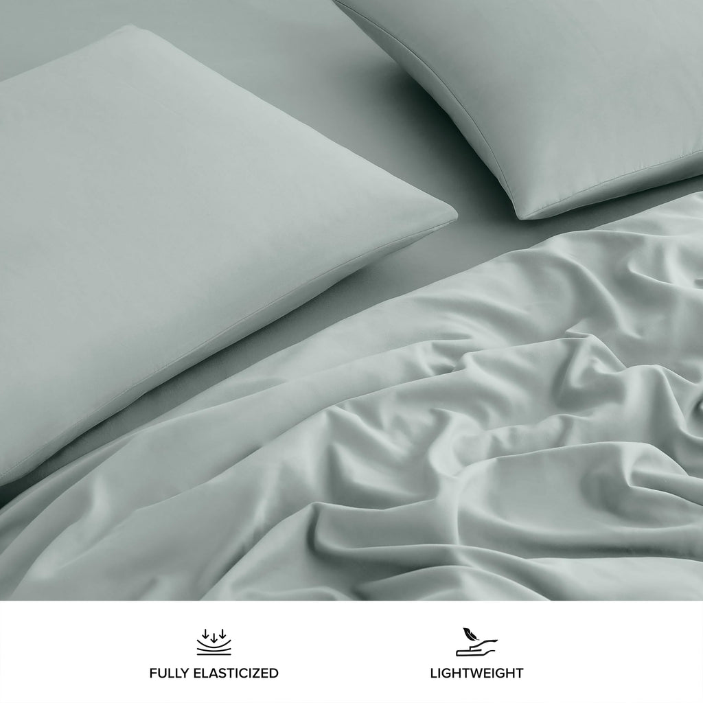 Ugg Hedi Full Sheet Set 4-Piece Luxury Cooling Sheets Deep Pockets Premium Bedding With 2 Pillow Shams Hypoallergenic Machine Washable Soft Lightweight Bed Set For Bedroom, Full, Mineral Green