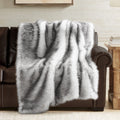 Hyde Lane Long Pile Faux Fur Throw Blanket, Luxury Fluffy With Black Tipped Throws For Home Couch Sofa Decor, Fuzzy Plush Blanke