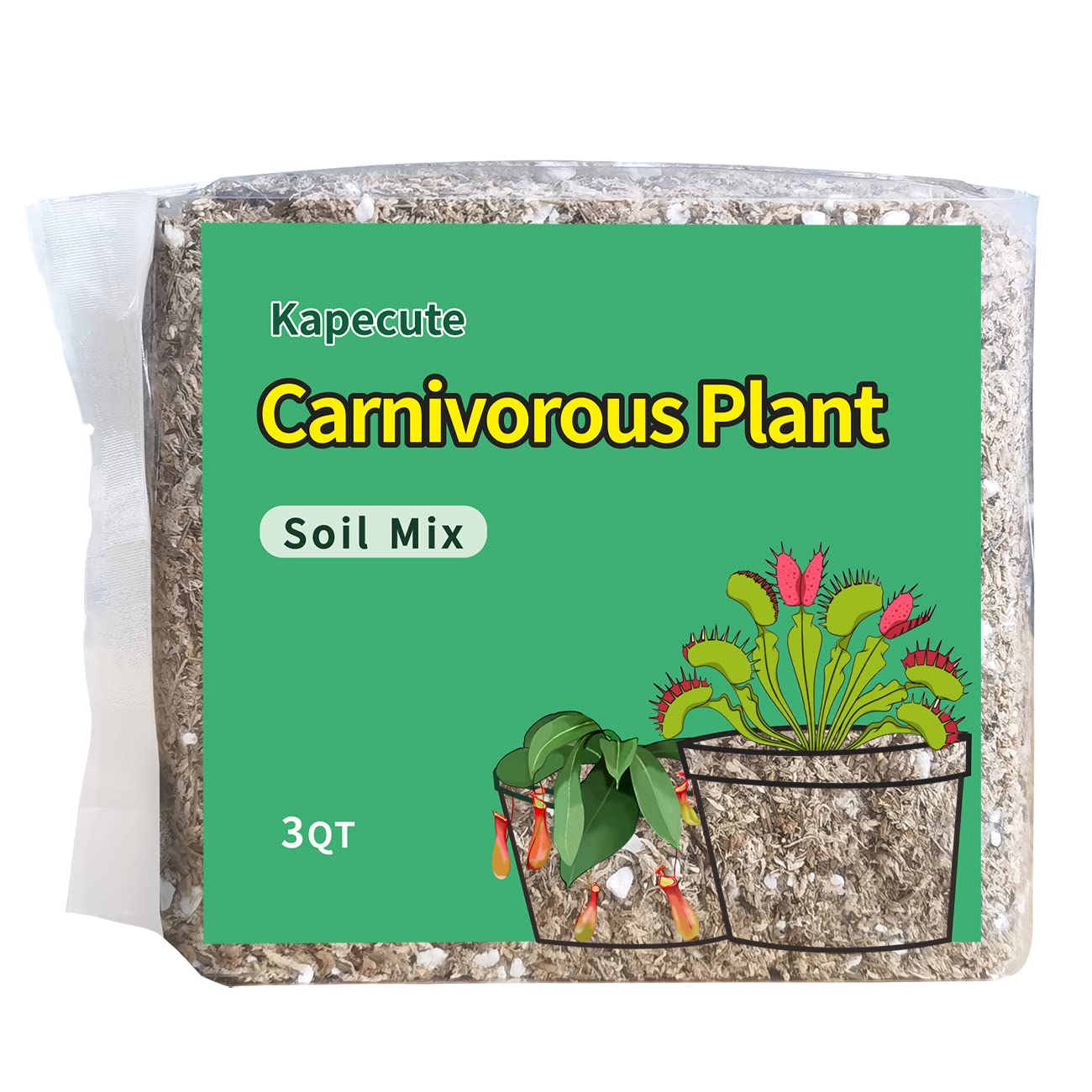 Kapecute Carnivorous Plant Soil Mix 3 Qts, Include Perlite And Sphagnum Moss Debris, Great Potting Soil For Venus Fly Traps, Pit