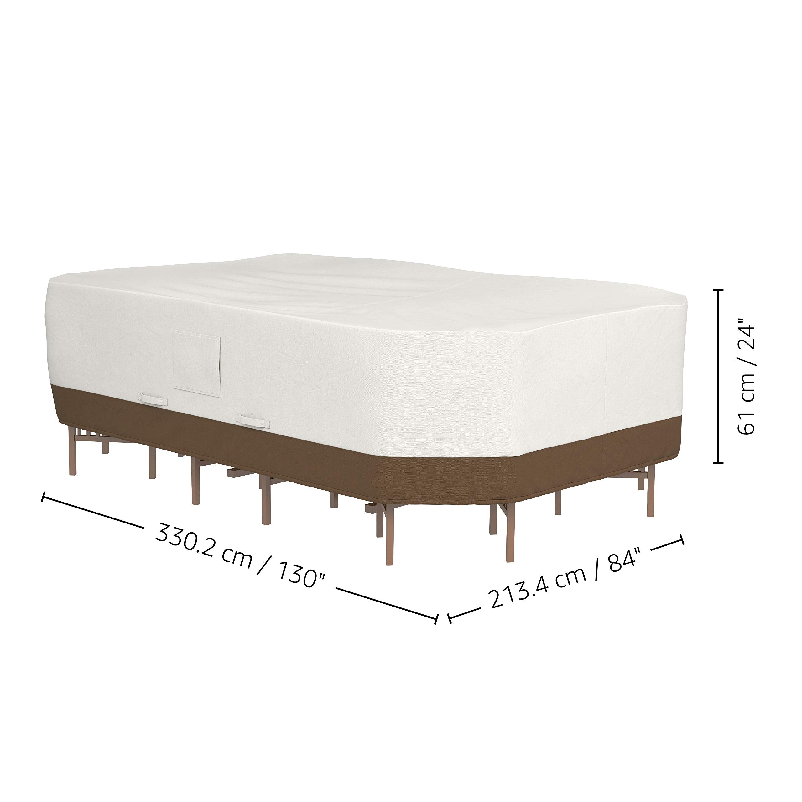 Amazon Basics Outdoor Patio Table And Chair Cover, X-Large, Beige/Tan, 130'X84'