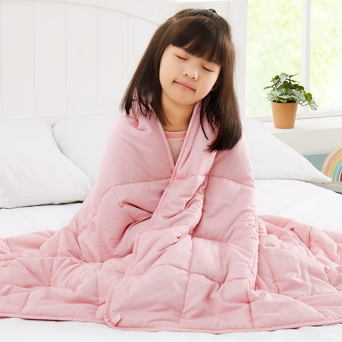 Topcee Weighted Blanket (7Lbs 40'X60') Cooling Breathable Heavy Blanket Microfiber Material With Glass Beads Small Blanket For