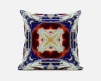 HomeRoots Indigo Orange Magenta White 20â€ Indigo White Geo Tribal Suede Throw Pillow