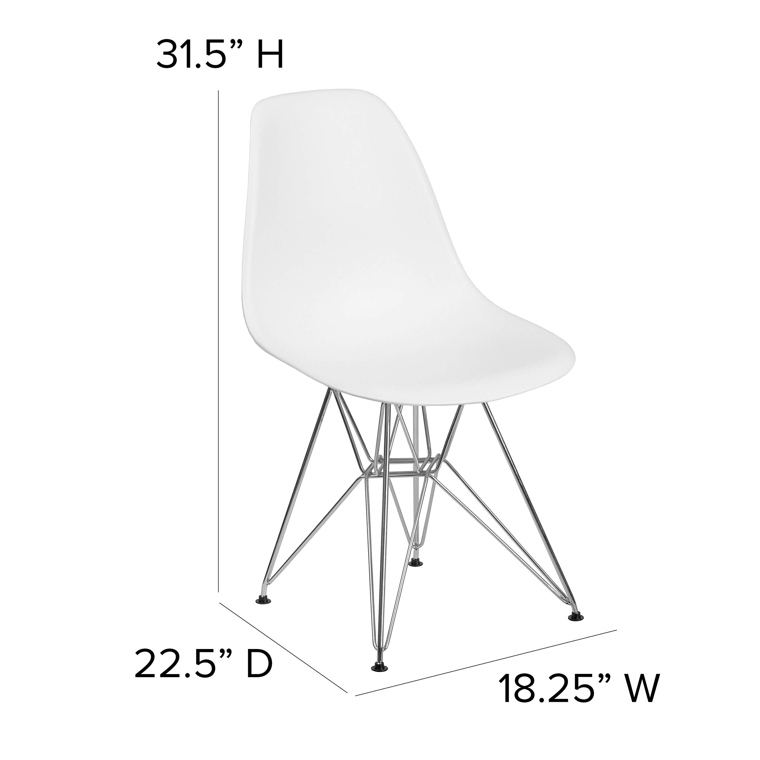 Flash Furniture Elon Series White Plastic Chair With Chrome Base
