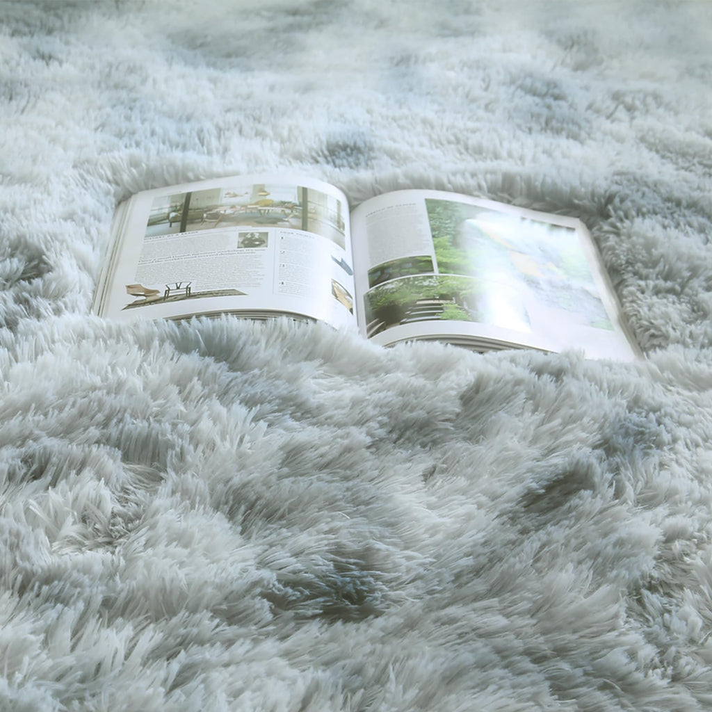 Kchowua 6X9 Rug For Living Room Fluffy Rugs Light Grey Rug For Bedroom Plush Machine Washable Rug For Dorm Non Slip Soft Shag La