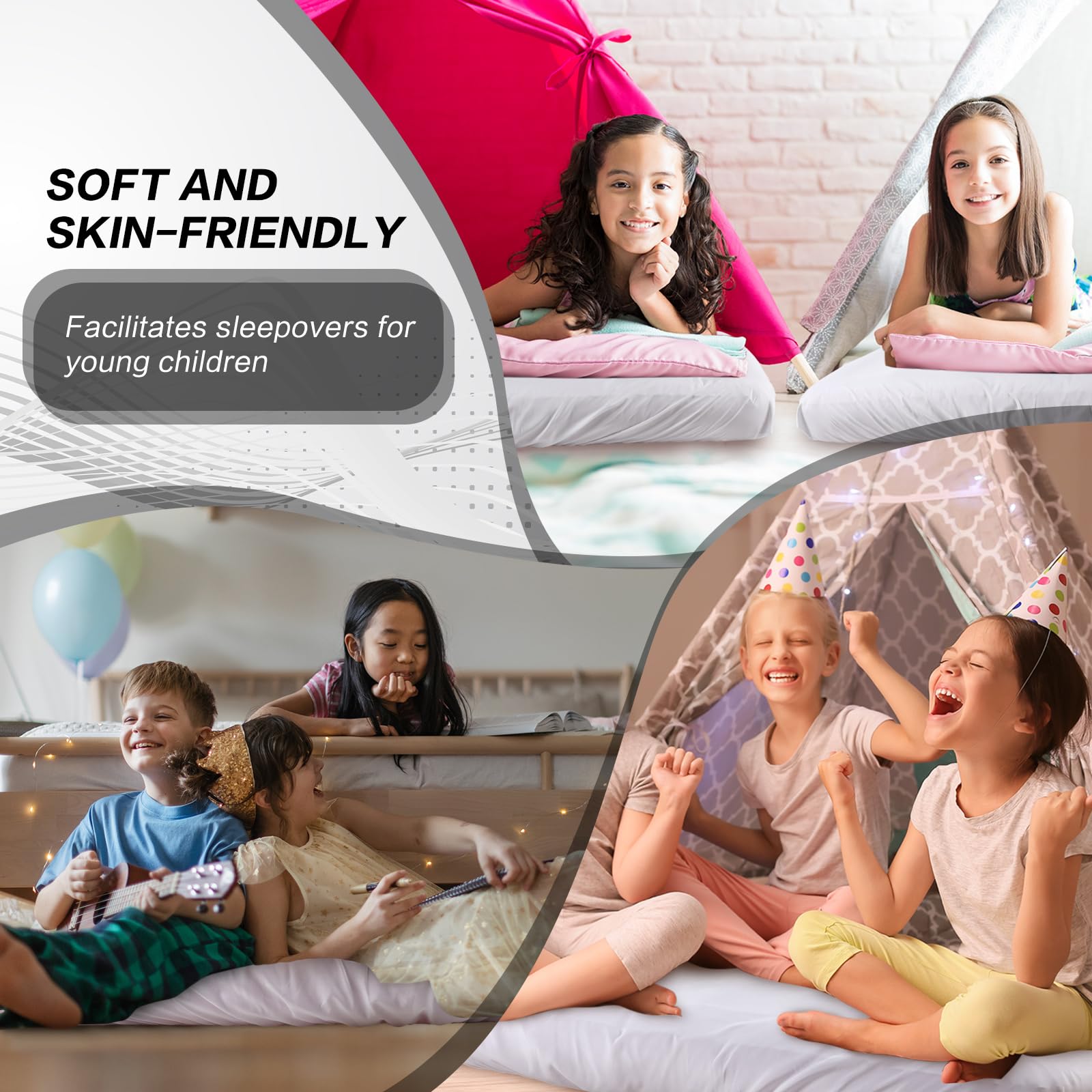 Breling Kids Air Mattress Fitted Sheets Compatible With Intex Cozy Kidz (Sheet Only) Toddler Inflatable Mattress Sheets For Kids Sleepover Party Travel Camping Air Mattress Airbed(White,2 Pcs)