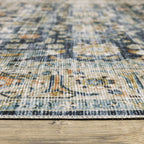 HomeRoots 510385 7 x 10 ft. Blue Gold Rust Ivory & Olive Oriental Printed Stain Resistant Non Skid Rectangle Area Rug
