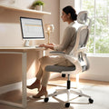 Cellbell Swift White Mesh Mid Back Chair, Ergonomic Office Desk, Work From Home, Computer, Sturdy Material, Multi Lock System, A