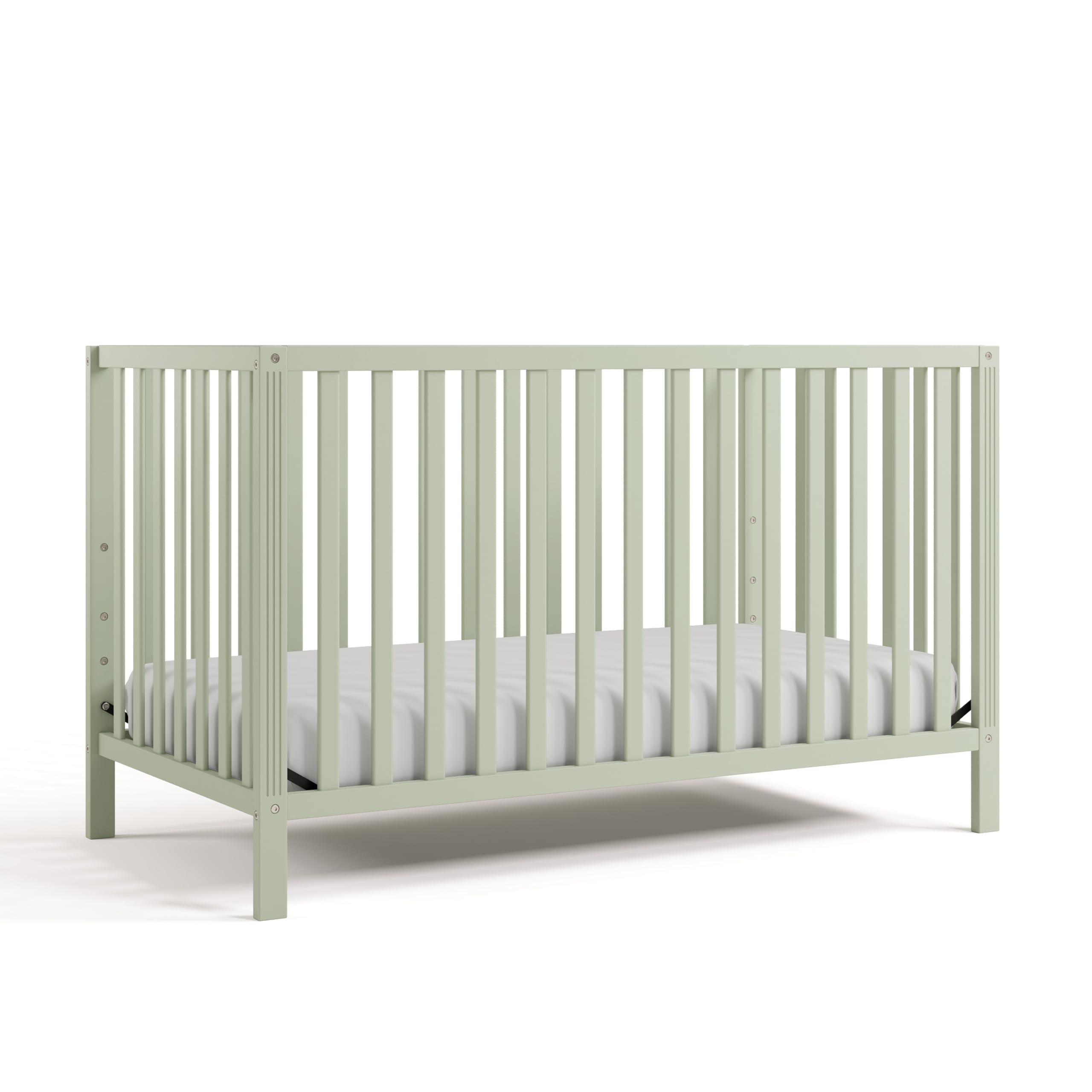 Storkcraft Morningside 5-in-1 Convertible Crib (Sage) - GREENGUARD Gold Certified Baby Crib, Fits Standard Crib Mattress, Easy 3