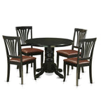 East West Furniture Shelton 5 Piece Modern Set Includes a Round Kitchen Table with Pedestal and 4 Faux Leather Dining Room Chairs, 42x42 Inch, Black