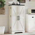 ACCOHOHO 47  Kitchen Pantry, Farmhouse Storage Cabinet with Barn Doors, Organizer and Adjustable Shelves, Rustic Wood Cupboard f