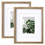 Egofine 11x14 Picture Frames Made of Solid Wood 2 PCS Carbonized Brown Covered by Plexiglass - for Table Top and Wall Mounting f