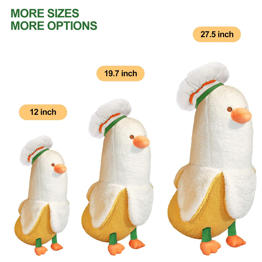 PEACH CAT Chef Banana Duck Plush Pillow 12 inch White