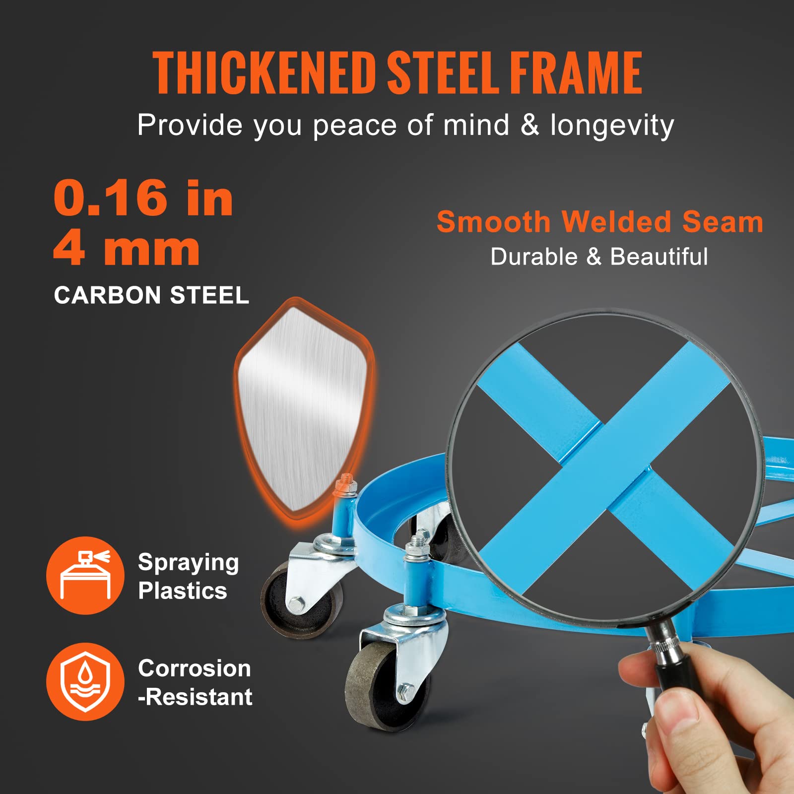 Vevor 55 Gallon Heavy Duty Drum Dolly, 2000Lbs Load Capacity, Barrel Dolly Cart Drum Caddy, Non Tipping Hand Truck Capacity Doll