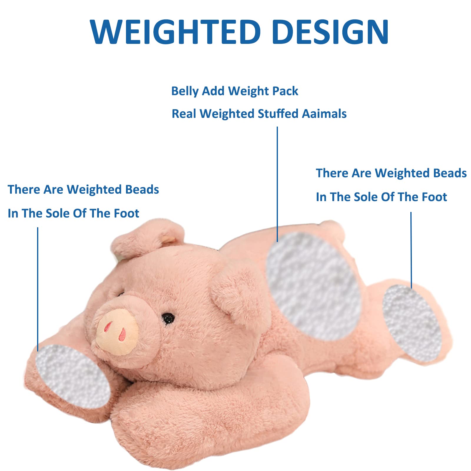 Hronsa Weighted Stuffed Animals, 19.7In 3.3Lbs Weighted Pig Stuffed Animal Toy Cute Pink Pig Plush Pillow For Adults Boys Girls