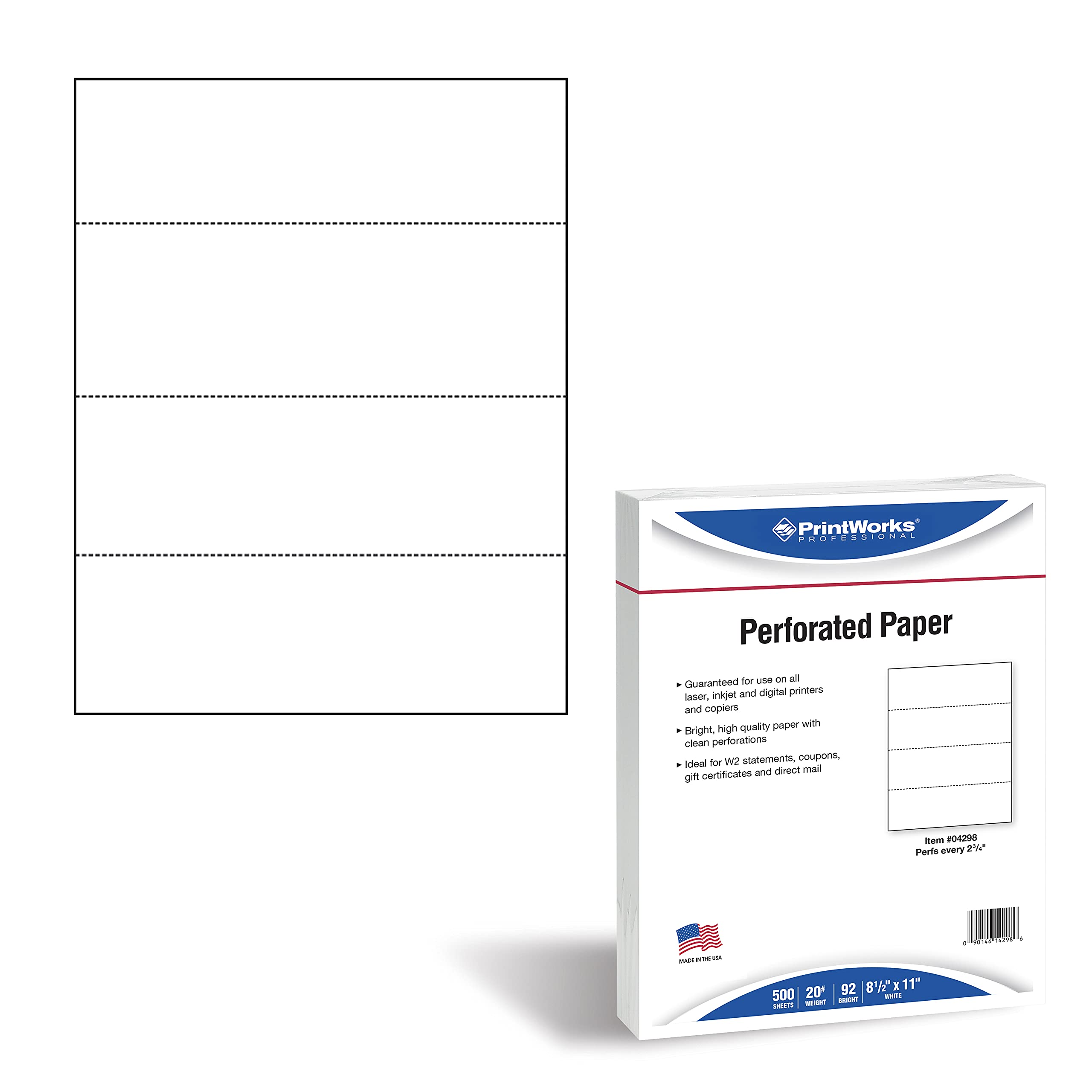 Printworks Professional Perforated Paper, 500 Sheets, 4 Part Perf