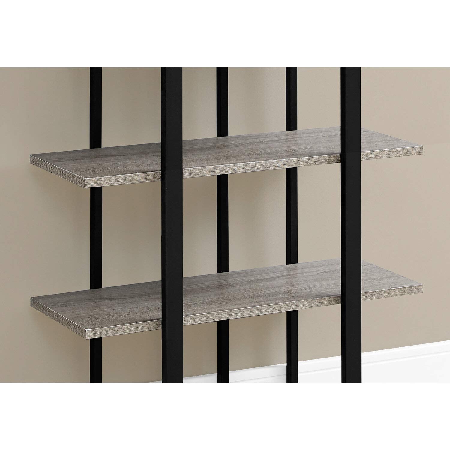 Monarch Specialties I Bookcase-60 H Black Metal, Dark Taupe