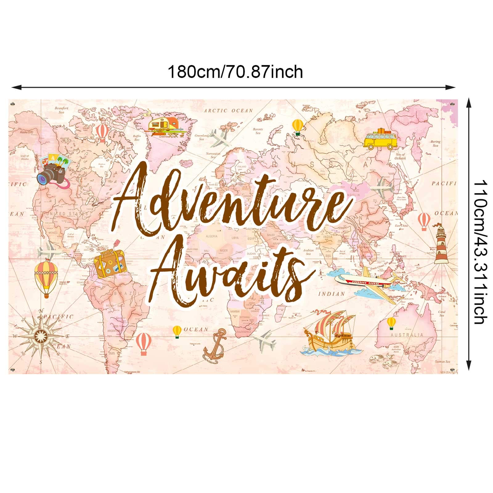 Travel Themed Party Decorations Supplies Adventure Awaits Bon Voyage Backdrop Adventure Map Backdrop For Graduation Birthday Par