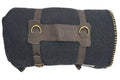 Walden Backyards Fireside Wool Blanket With Leather Carrying Strap (Charcoal With Brown Leather Carrier)