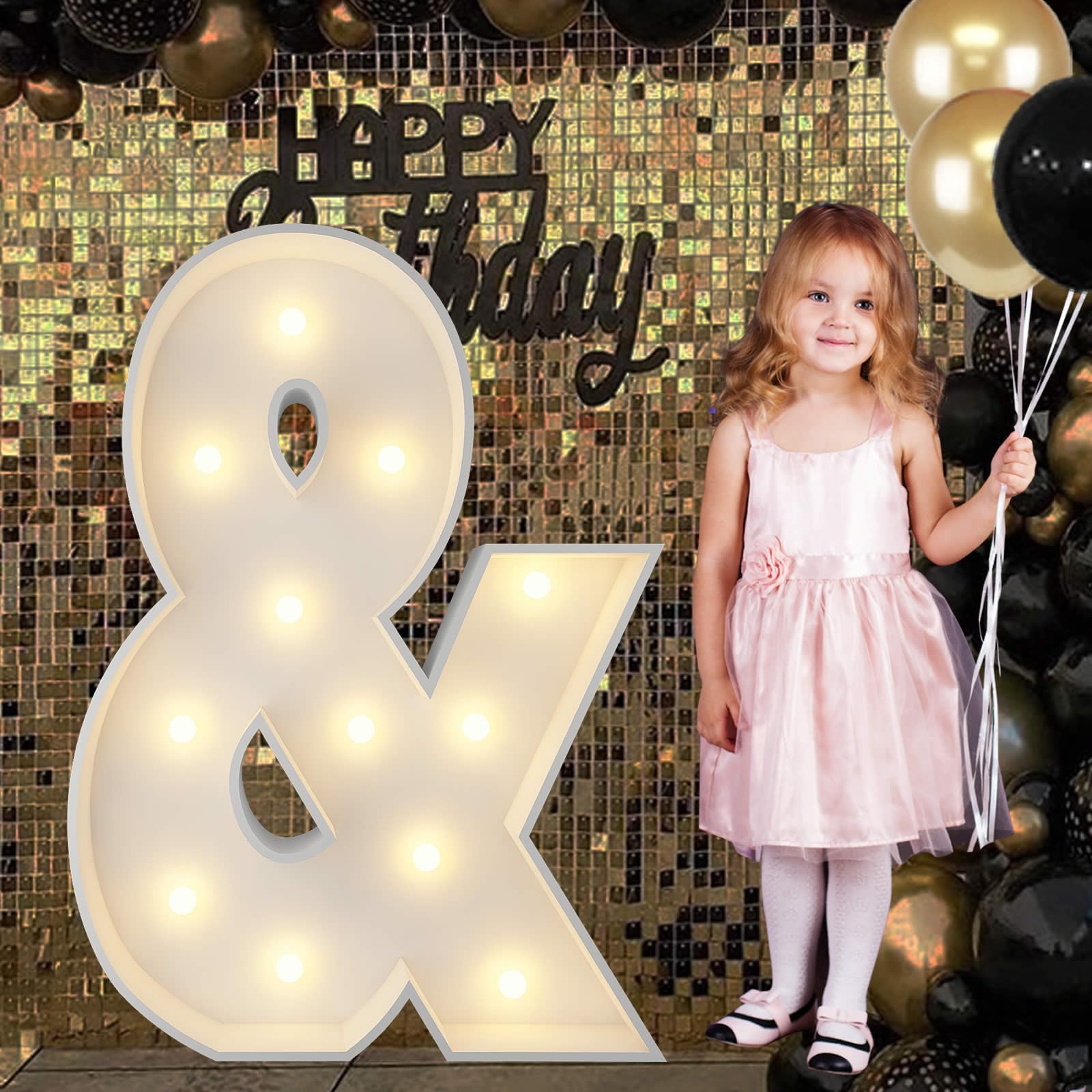 JoyBox Design 4FT Marquee Light Up Sign &, Big Marquee Letter for Baby Shower Birthday Engagement Wedding Marry Me Party Decor