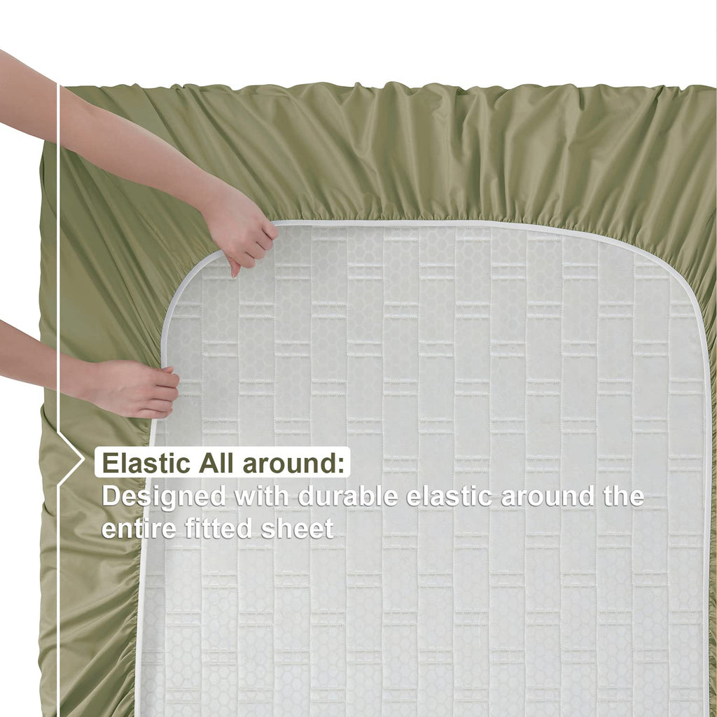 Nestl Cal King Sheets Set - 4 Piece California King Sheets, Double Brushed Cal King Sheet Set, Hotel Luxury Bed Sheets California King Size, Sage Green Cal King Bed Sheets