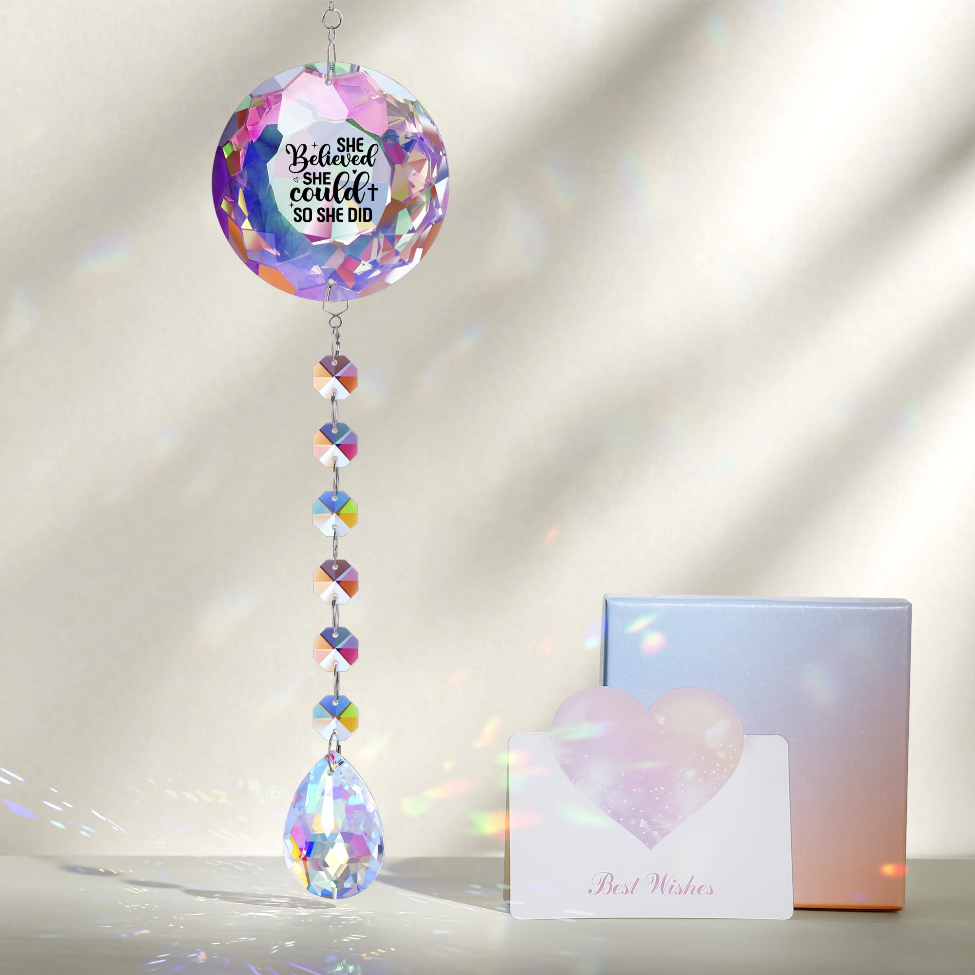 She Believed She Could So She Did - Crystal Sun Catcher Ornament, Suncatcher For Home Office Bedroom Living Room, Sun Catcher, G
