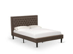 East West Furniture KD18Q-1VL07 2 Piece Bed Set - 1 Platform Queen Bed Frame Brown Linen Fabric Padded and Button Tufted Headboard with 1 Wooden Nightstand - Distressed Jacobean Finish Nightstand